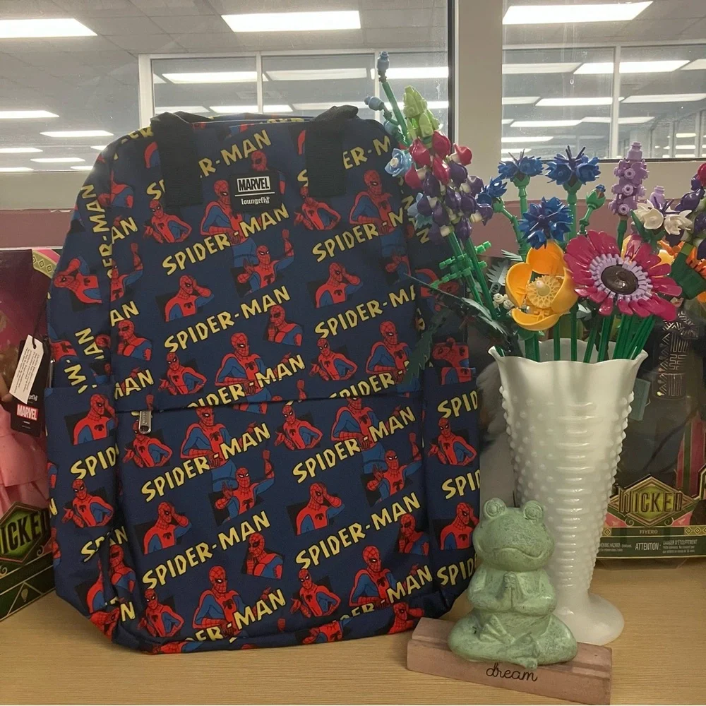 Loungefly Marvel Spider-Man all over Print Nylon Backpack - NEW